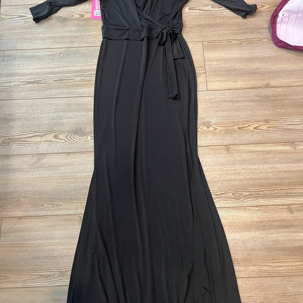 Stylish Black Wrap Dress - Picture 3 of 6